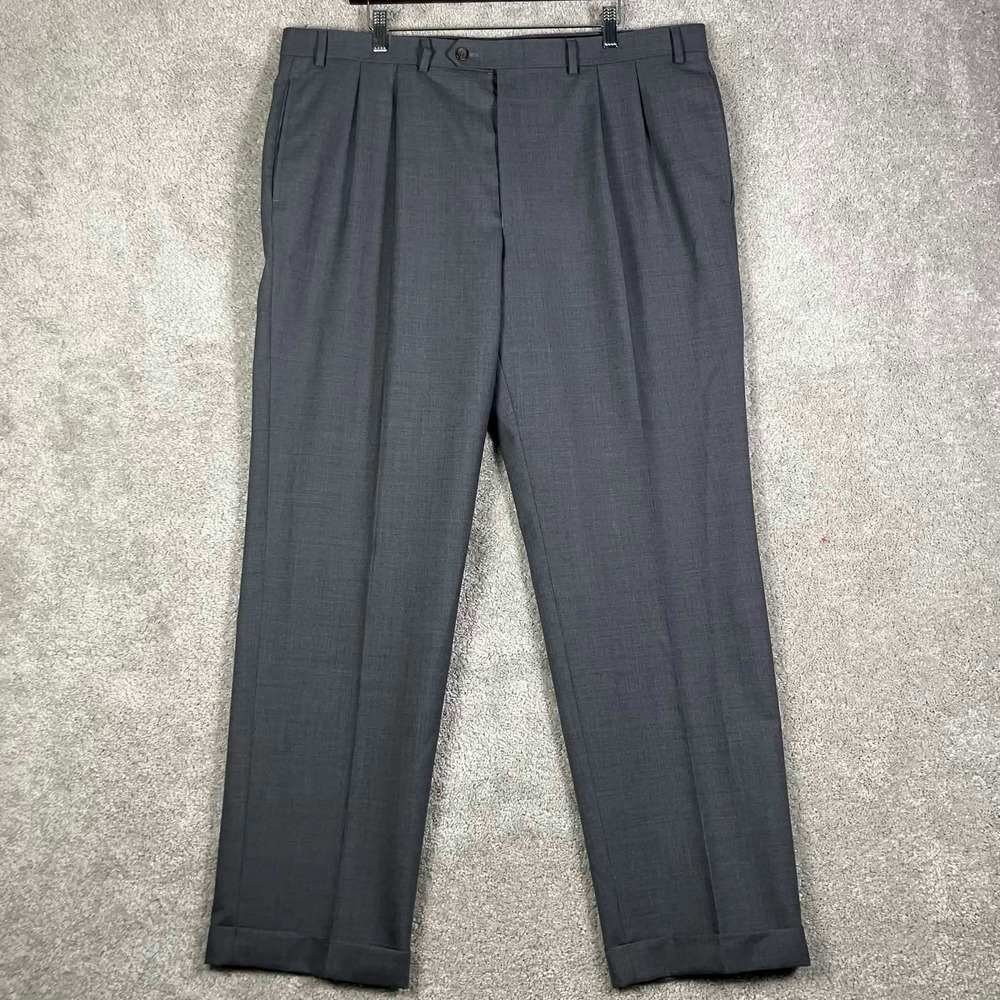 Lauren Ralph Lauren Dress Pants Men 40x32 Gray Pleated Wool Cuffed Trousers